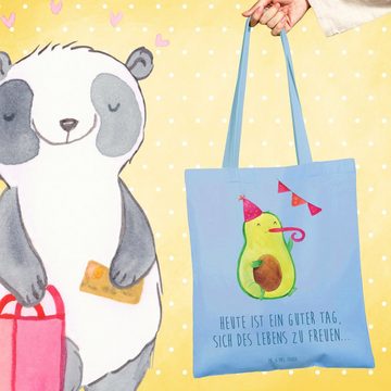 Mr. & Mrs. Panda Tragetasche Avocado Party - Sky Blue - Geschenk, Klassenfeier, genießen, Veggie, (1-tlg), Cross Stitching Griffe