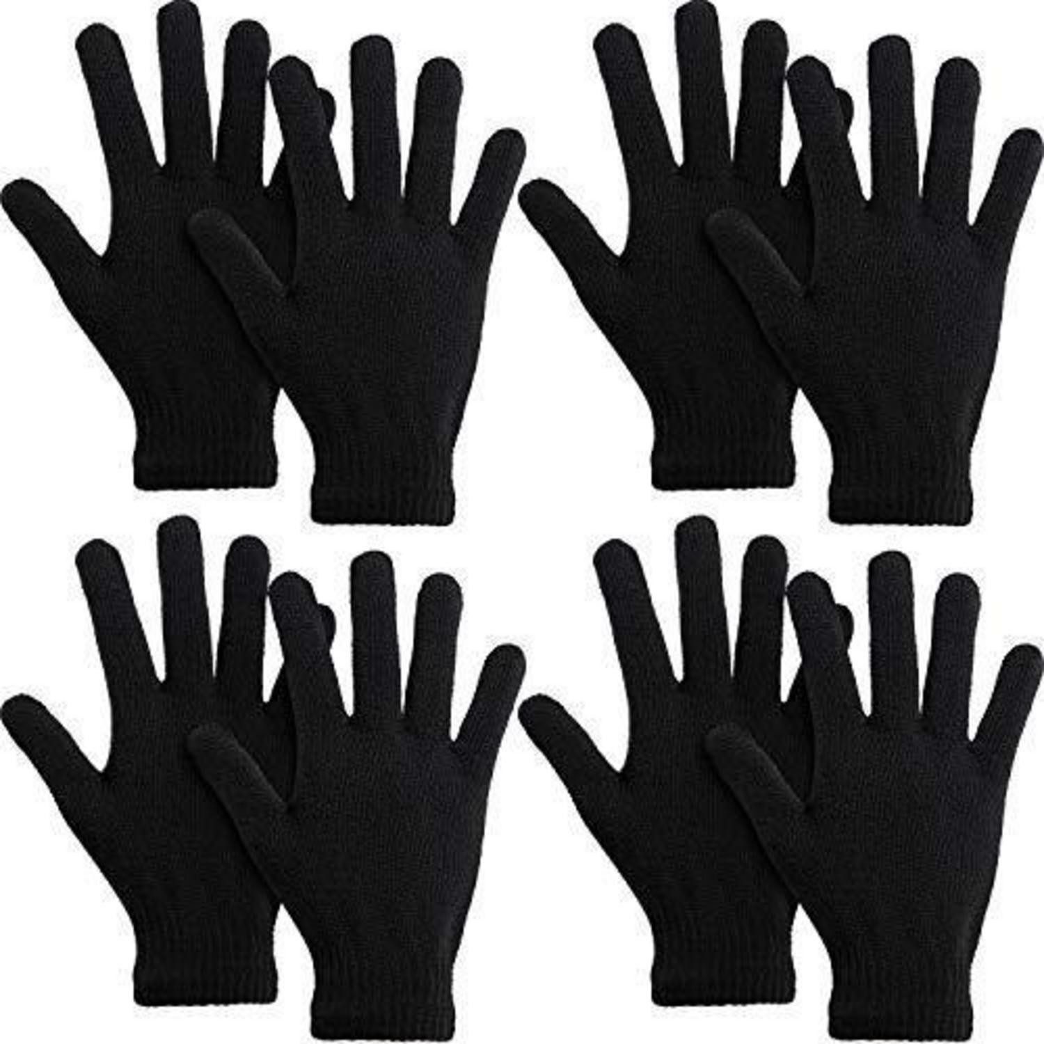LuxusKollektion Strickhandschuhe Handschuhe 4 Paar Schwarz (4-St)