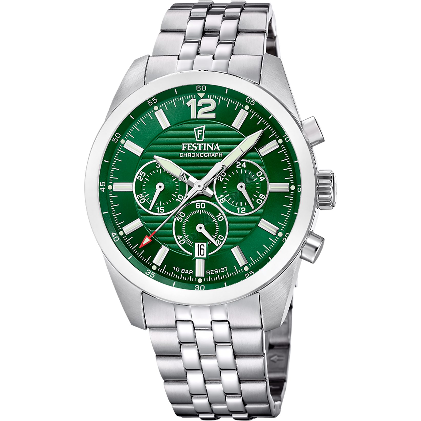 Festina Chronograph Timeless Chronograph F20742/2, Quarzuhr, Armbanduhr, Herrenuhr, Edelstahlarmband, analog, Tag