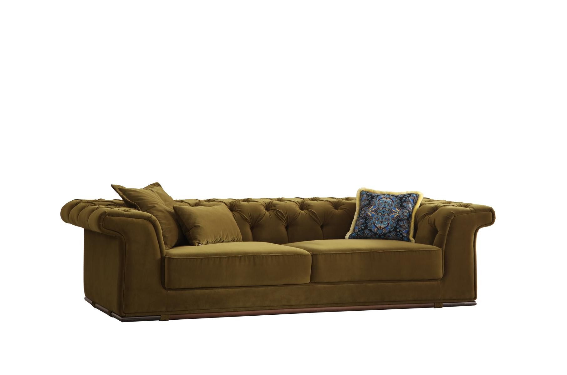 JVmoebel Chesterfield-Sofa Olivengrünes Chesterfield Sofa Polstersofa Couch