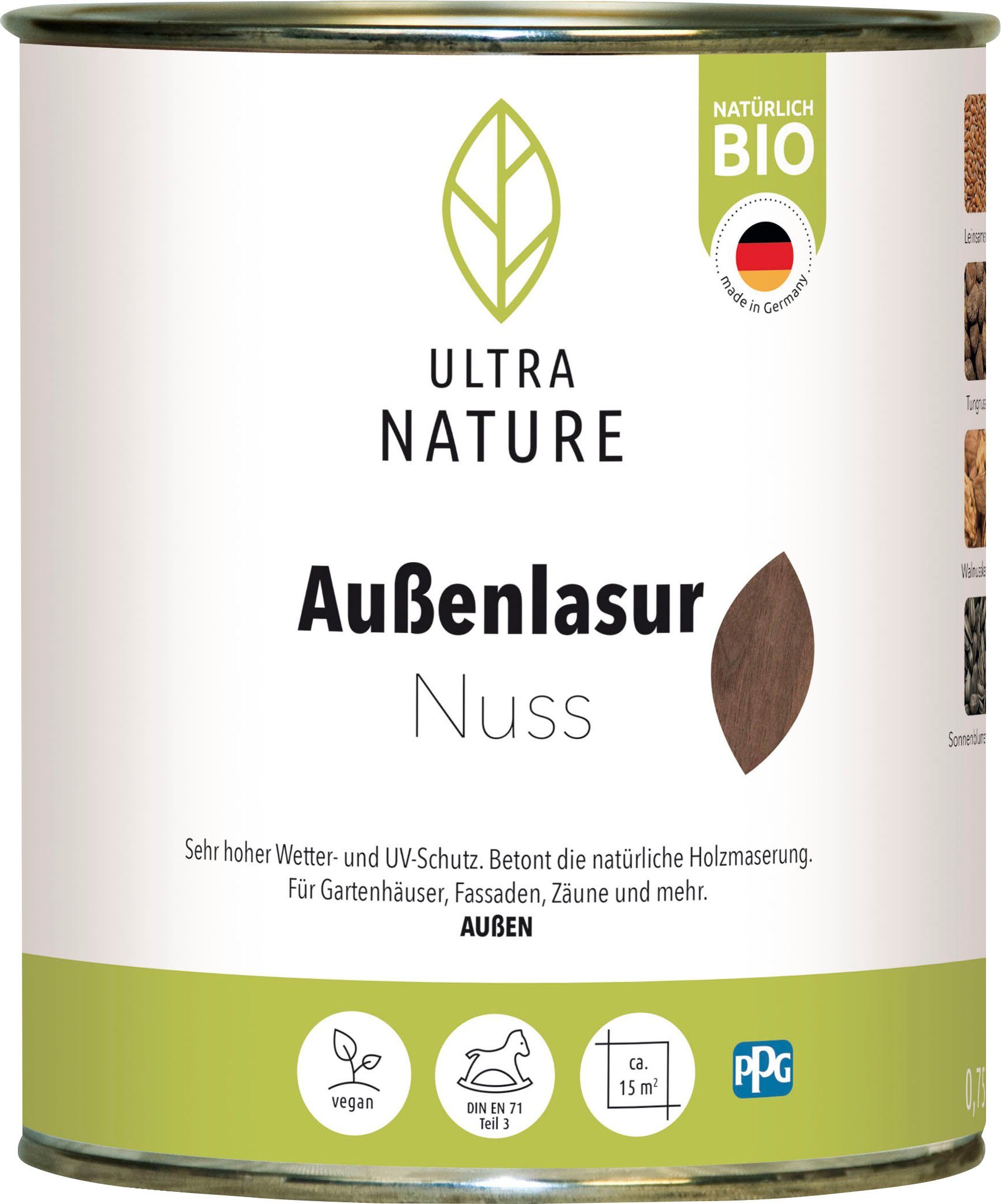 ULTRA NATURE Holzschutzlasur Außenlasur Nuss, braun