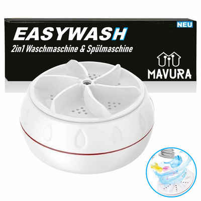 MAVURA Wäscheschleuder EASYWASH 2in1 kompakte USB Mini Waschmaschine Spülmaschine, Tragbare Ultraschall Camping Mobile Reisewaschmaschine Geschirrspüler