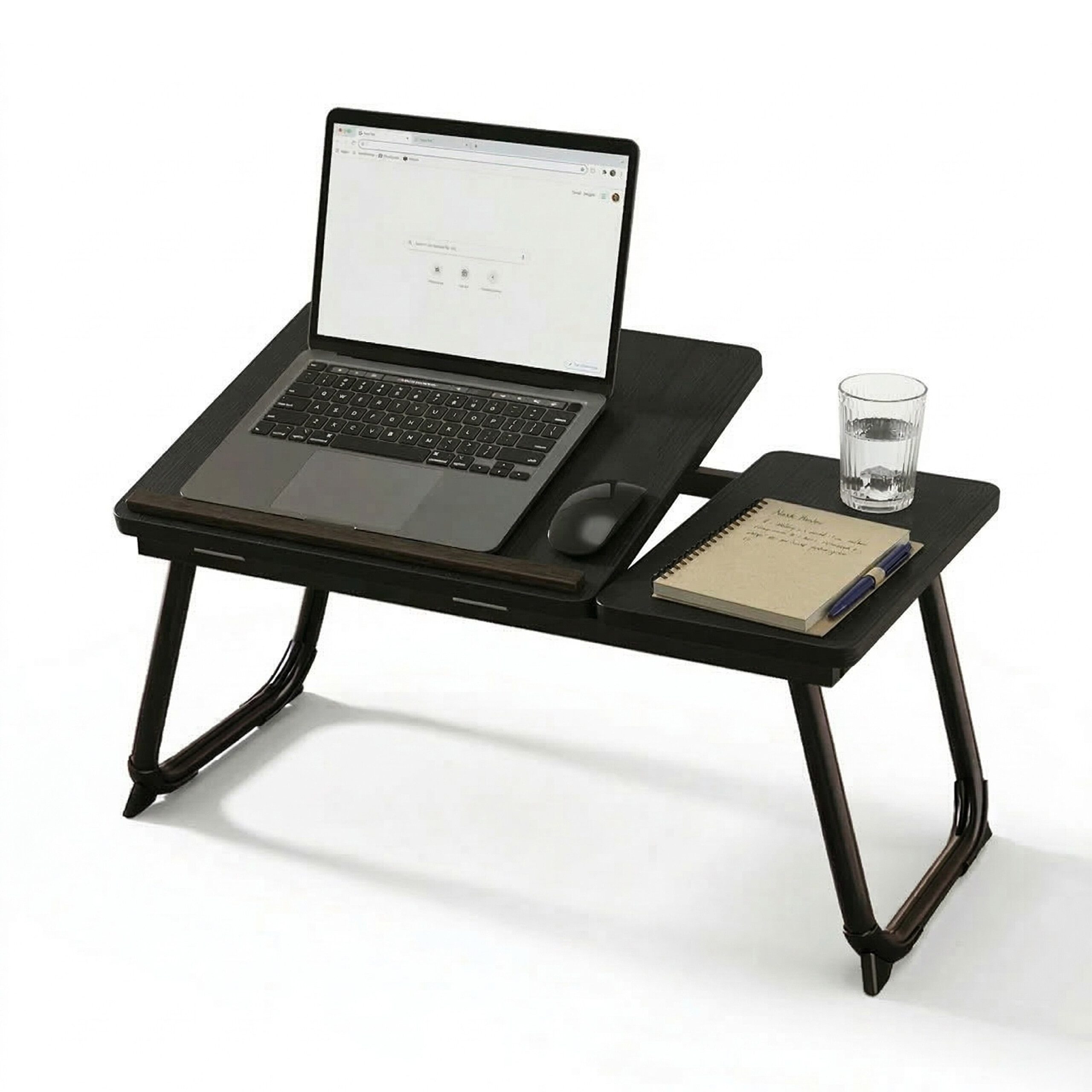relaxdays Laptoptisch Höhenverstellbarer Laptoptisch (1-St), Schwarz-Schwarz