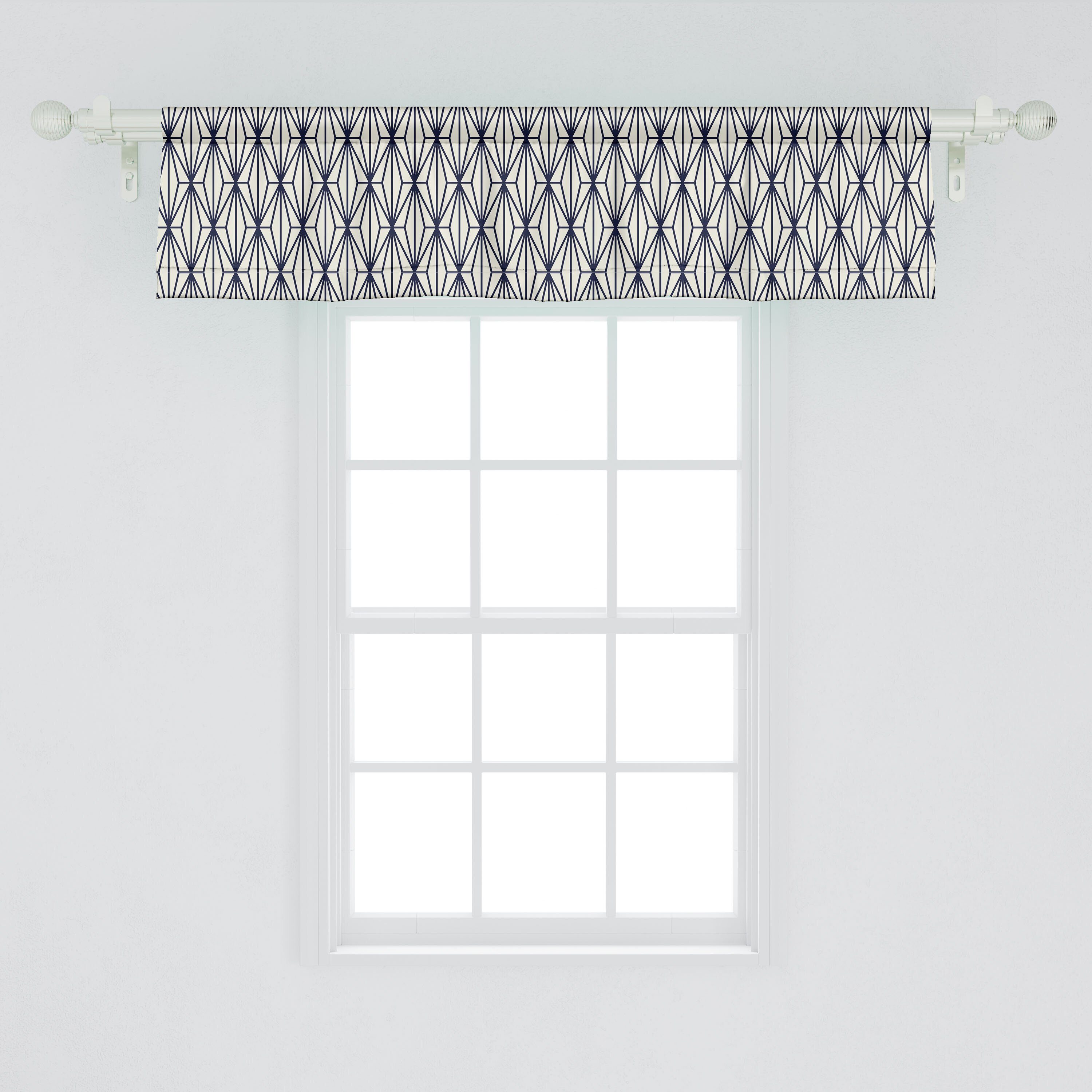 Scheibengardine Vorhang Volant Schlafzimmer Dekor Geometrisch Abakuhaus, Microfaser, mit Stangentasche, Bambus-Baum für Natur Küche