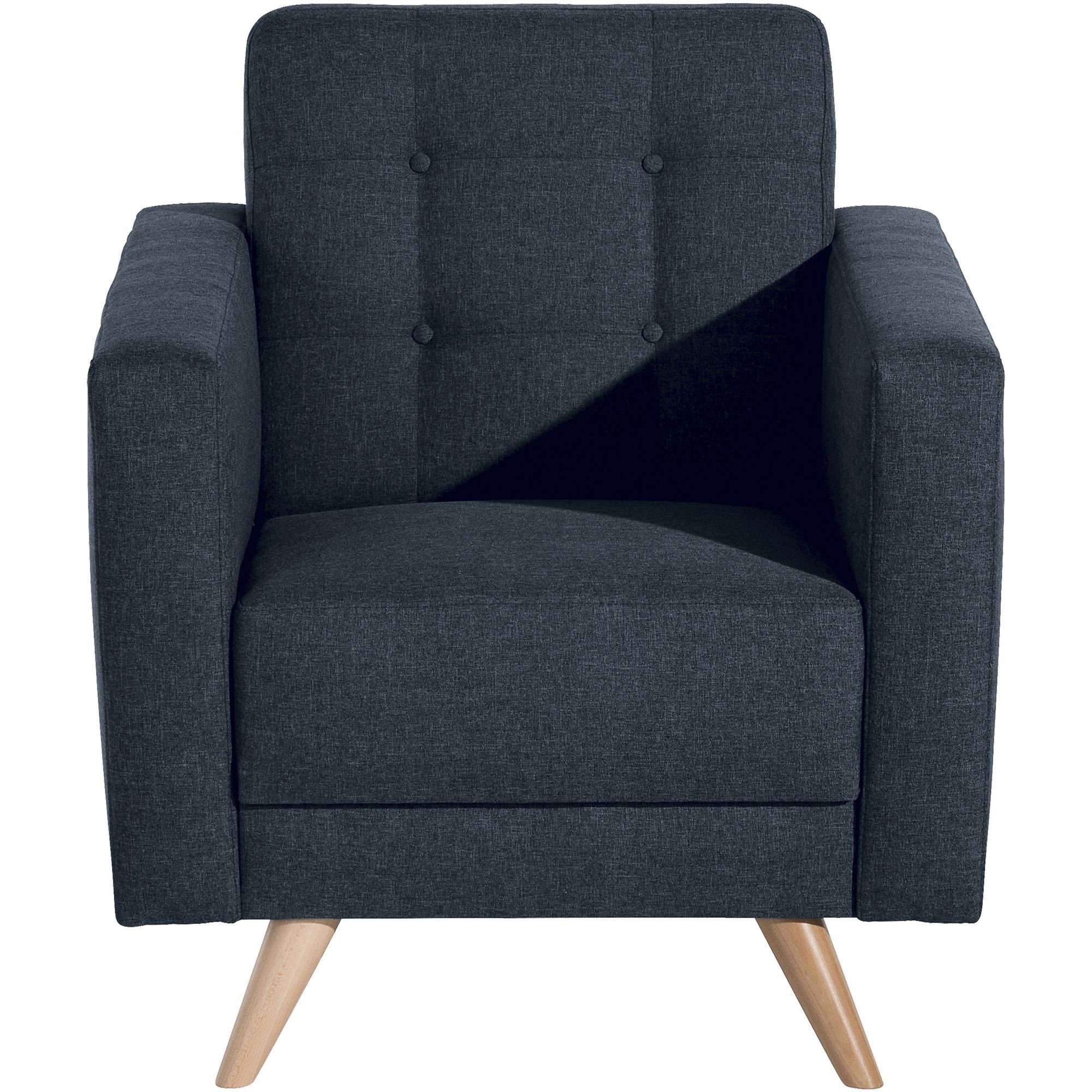 inkl. / Sessel 58 Sitz Kostenlosem verarbeitet,bequemer Flachgewebe aufm blau Buche hochwertig Kessel Versand, Karisa Bezug (Sparpreis 21915 natur 1-St), Sessel