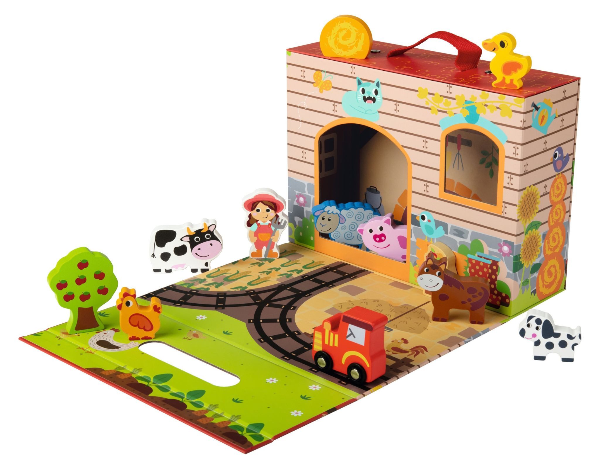 Playtive Spielfigur Playtive Spielkoffergroße Spielfläche 13-tlg. Bauernhof ab 1,5 Jahren, (Set)