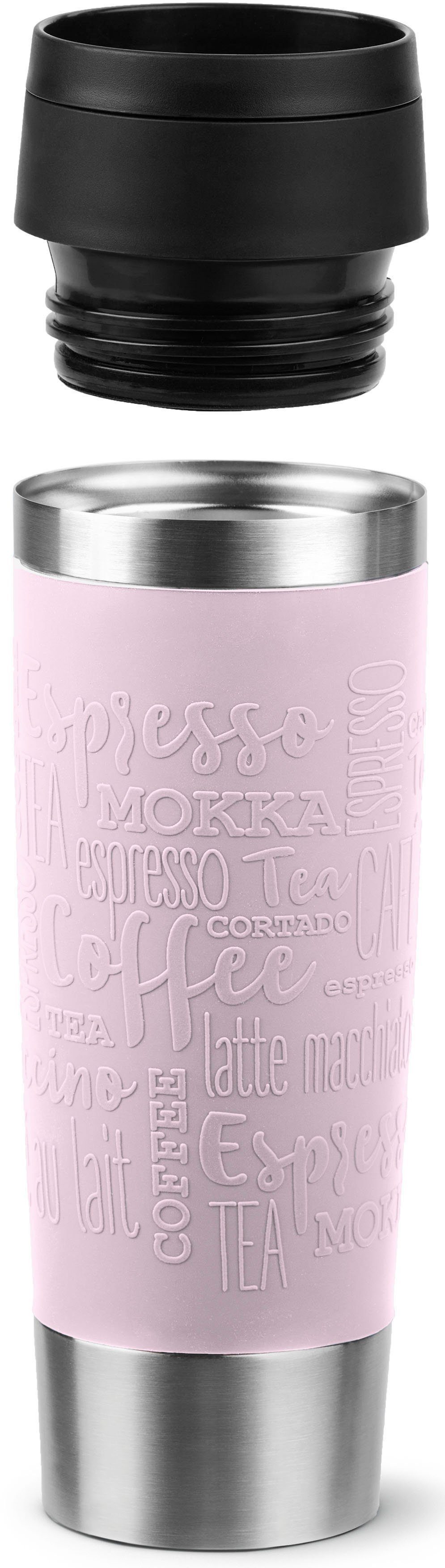 Emsa Thermobecher Travel Mug Classic, mit 360°-Trinköffnung, auslaufsicher, rutschfest, Edelstahl, Kunststoff, Silikon, 4h heiß, 8h kalt - 360 ml / 6h heiß, 12h kalt - 500 ml, 100% dicht