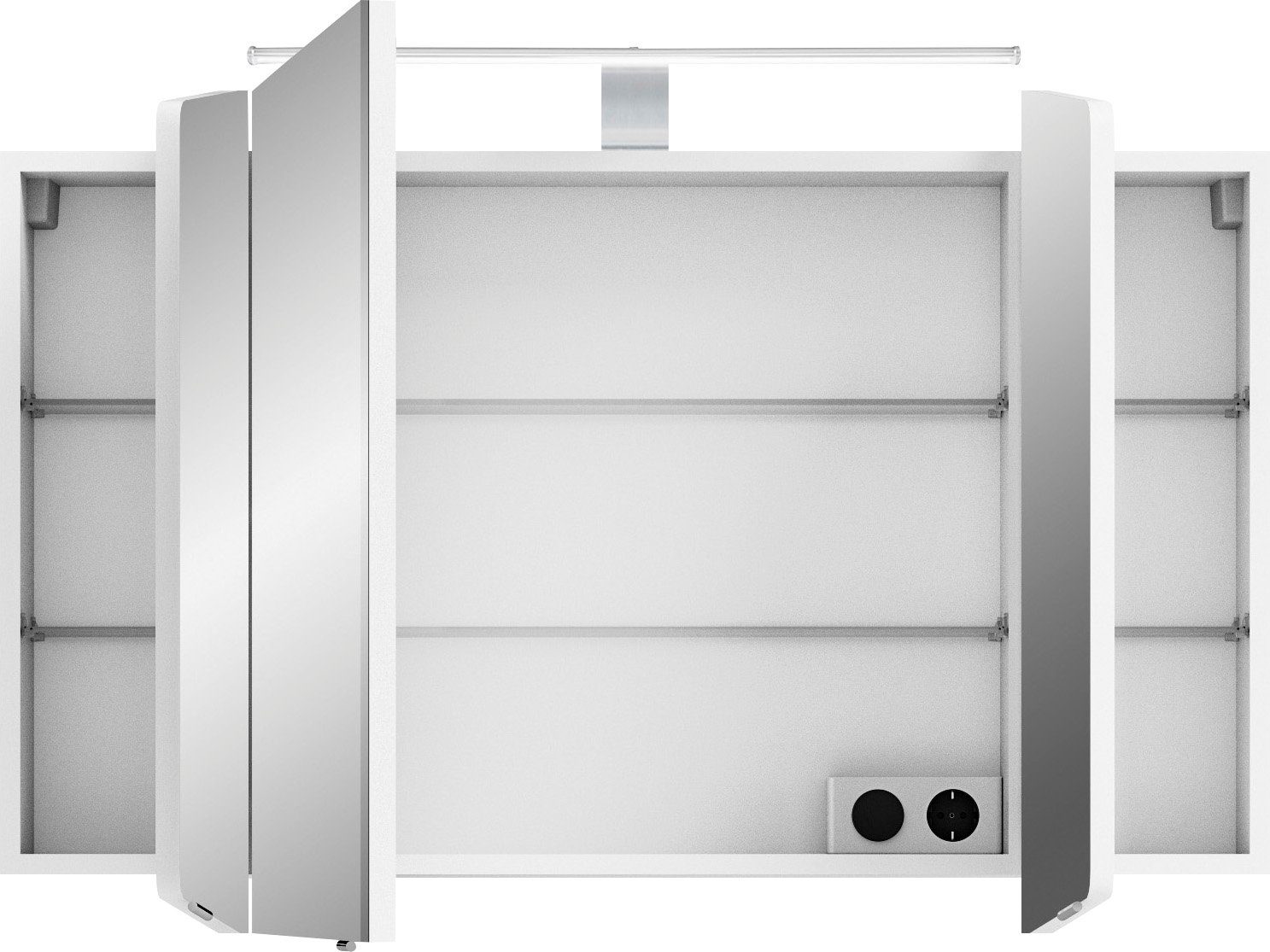 PELIPAL Spiegelschrank | Weiß Badmöbel, Sprint Glanz Glanz Cassca Weiß 100cm Breite