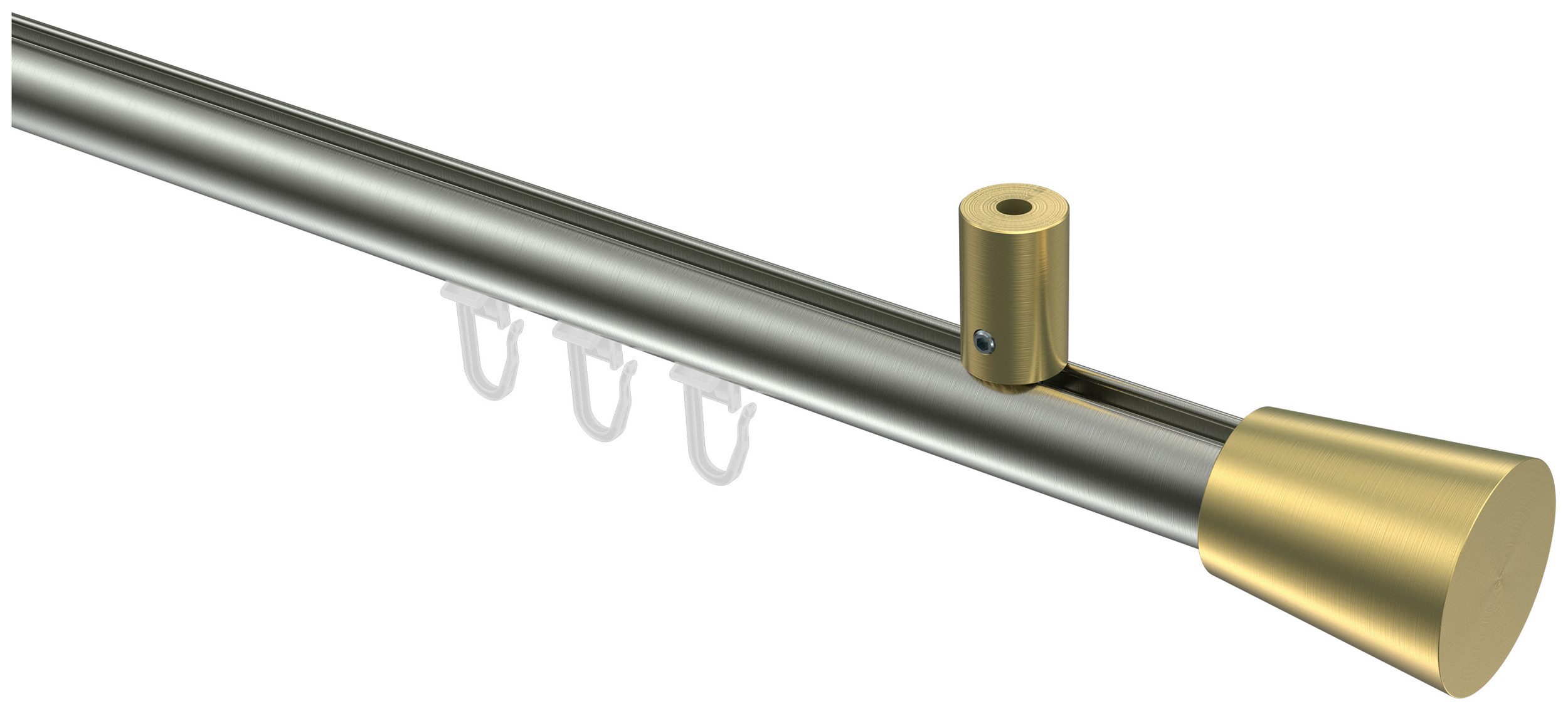 INTERDECO Innenlaufschiene Sonius Sitra, Ø 20 mm, 1-läufig, Fixmaß, kürzbar, Deckenmontage, Aluminium, Edelstahl-Optik / Messing-Optik / Bicolor