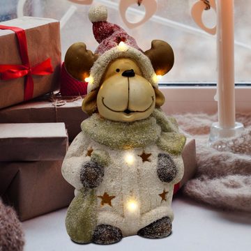 etc-shop LED Dekolicht, LED Rentier Figur Weihnachts Dekoration Glitzer Tisch Leuchte X-MAS