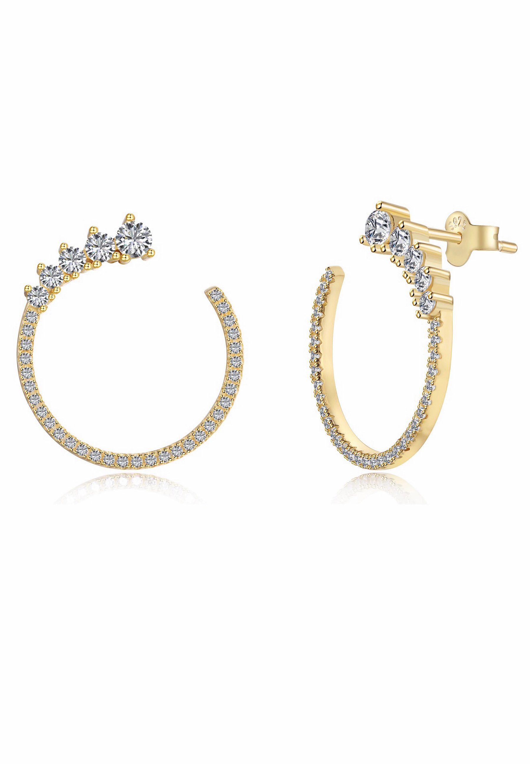 BRELLATO Paar Creolen Damen Ohrringe Ohrstecker Runde Kreise mit Kristallen günstig online kaufen