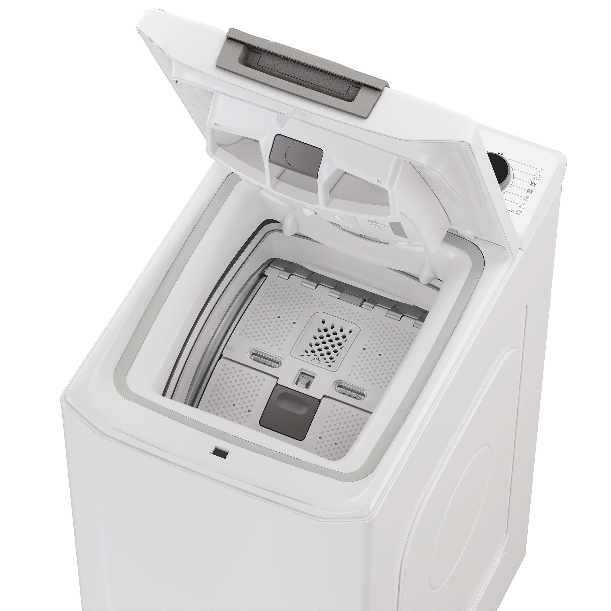 Hoover Waschmaschine Toplader THOS476TM5-S, 7 kg, 1400 U/min, Nachlegefunktion, Wi-Fi & Bluetooth, Gentle Touch, Mix Power System