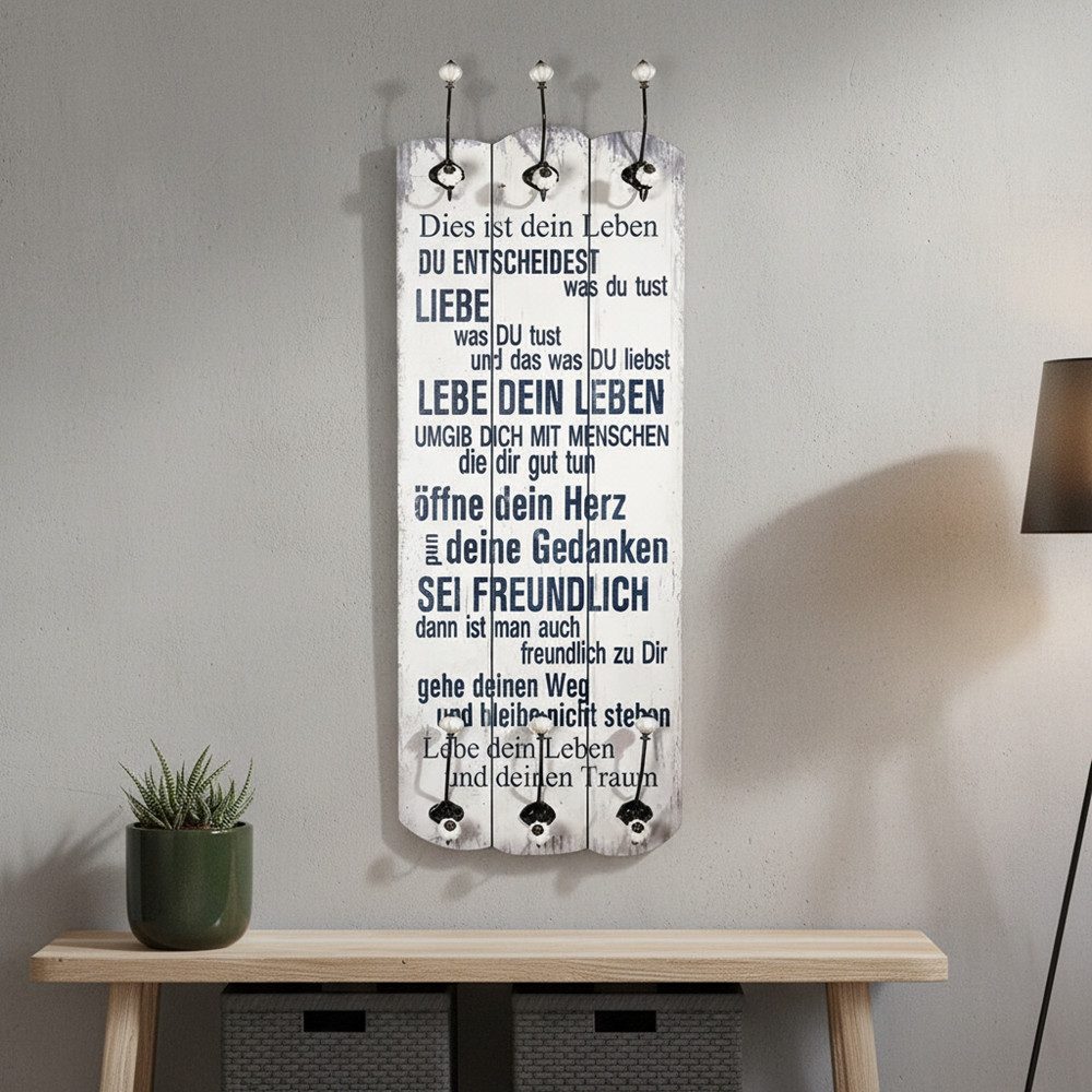 Melko Wandgarderobe Garderobenpaneel Holz Wandgarderobe Garderobe 6 Haken F günstig online kaufen