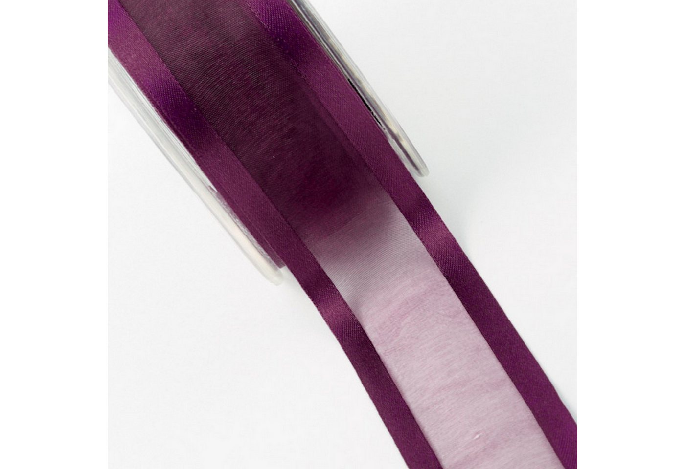 Thumbnail - Deko AS Dekoband Organzaband mit Satinkante aubergine - 38 mm Breite auf 25 m Rolle …