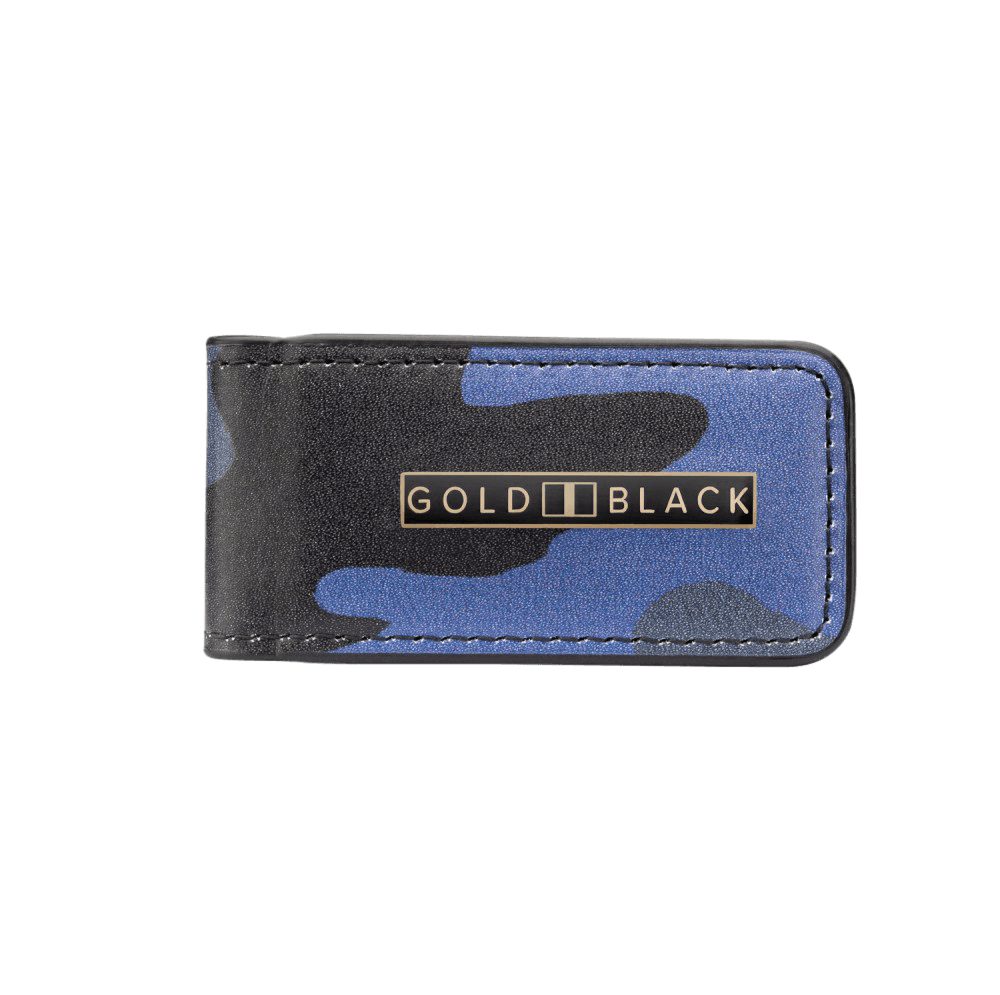 GOLDBLACK Geldbörse GELDSCHEINKLAMMER LEDER CAMOUFLAGE BLAU