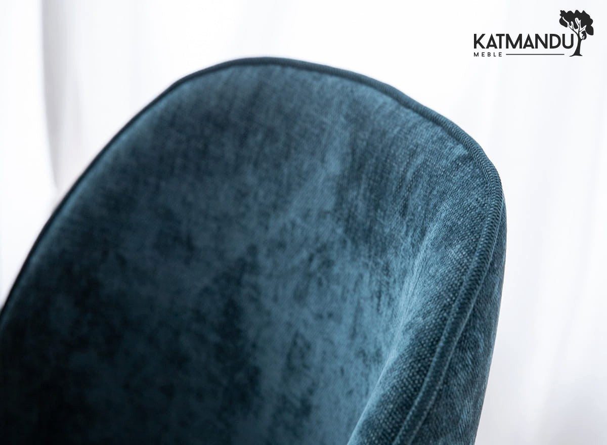 Katmandu Esszimmerstuhl Esszimmerstuhl Olbia in Blau – Chenille Rebel 11 mit Massivholzbeinen, Massivholz, 100% Polyester