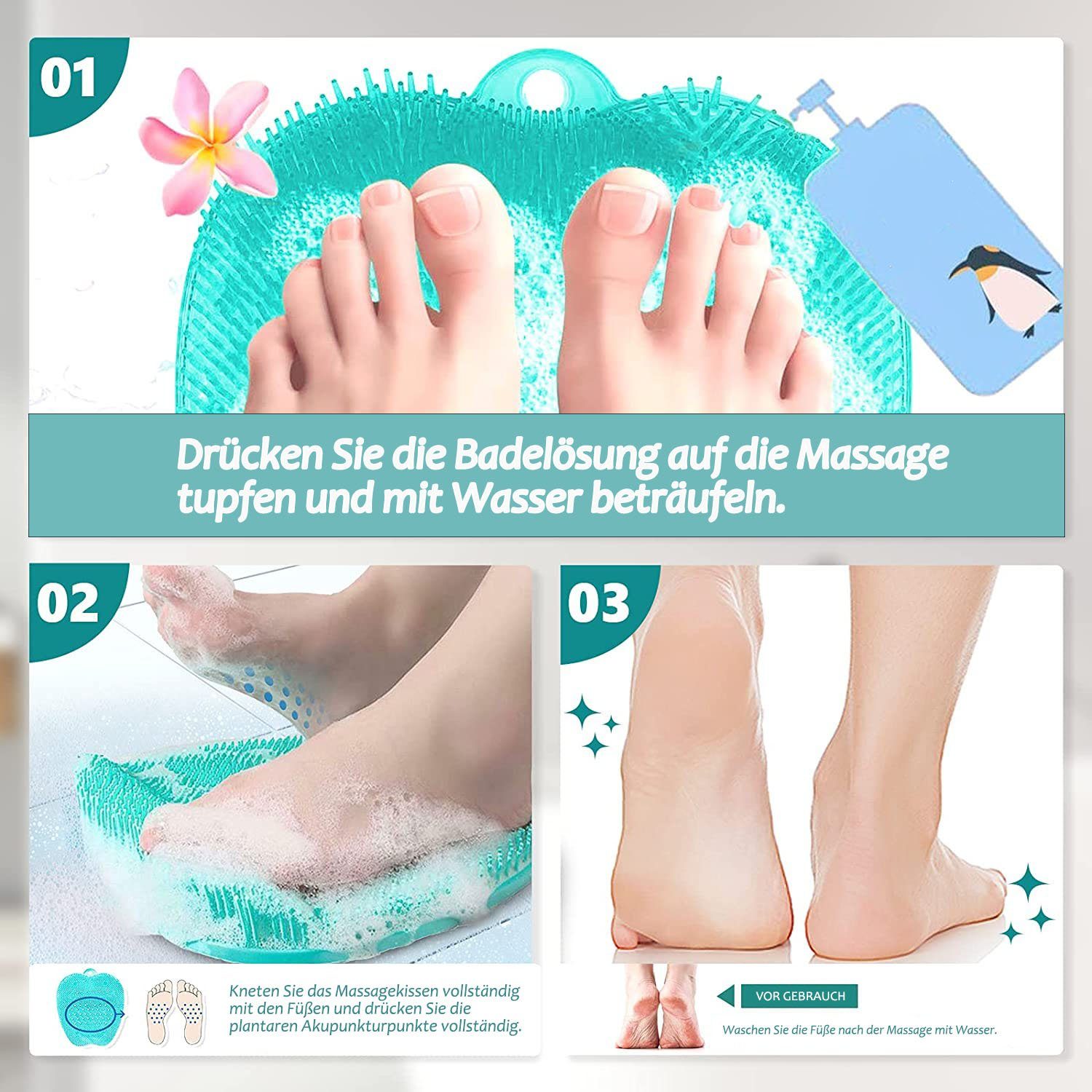 zggzerg Fußbürste Fußbürste Duschfußwäscher Massagegerät Silikon, Dusche