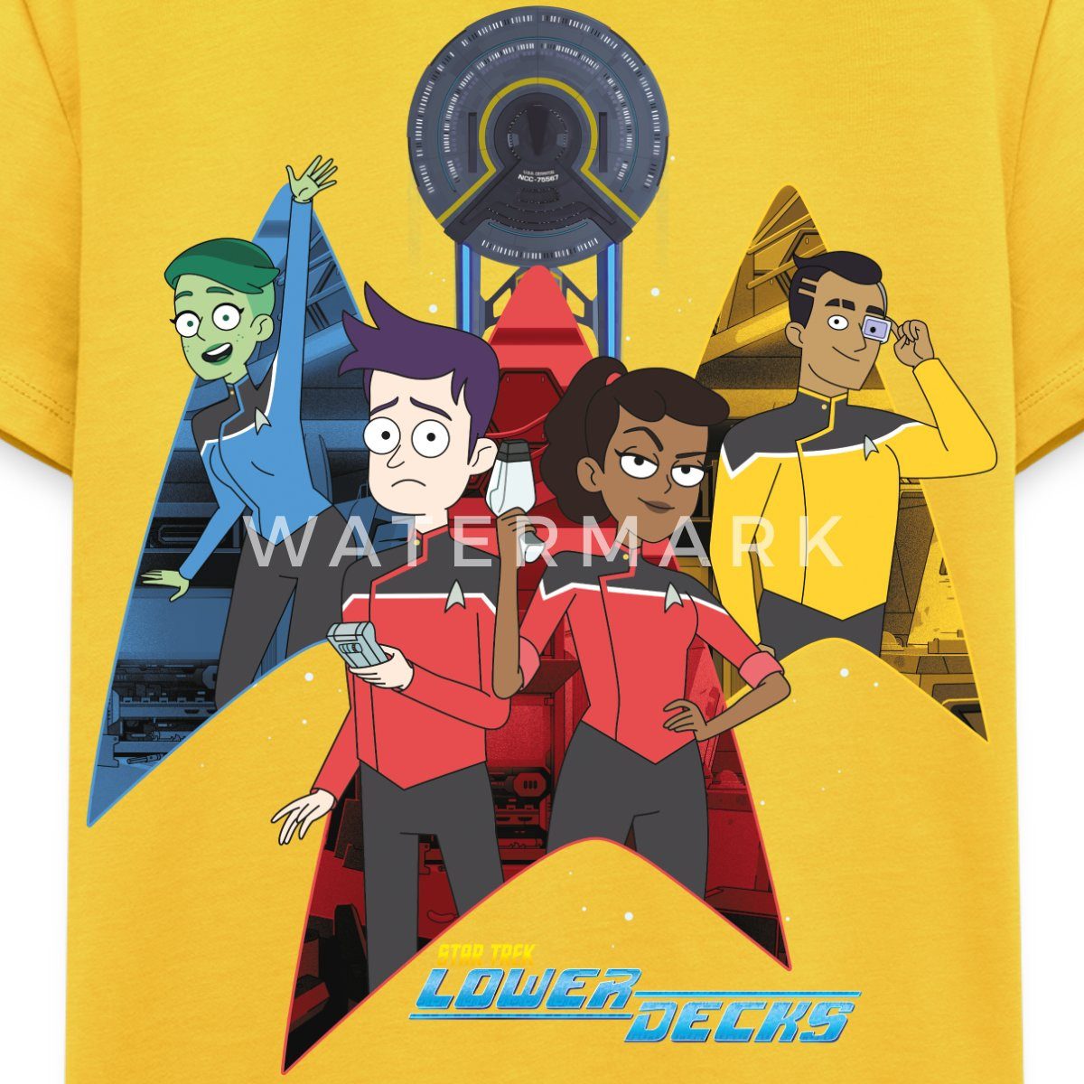 Spreadshirt T-Shirt Star Trek Lower Decks Crew Gruppenbild Kinder Premium T-Shirt (1-tlg)