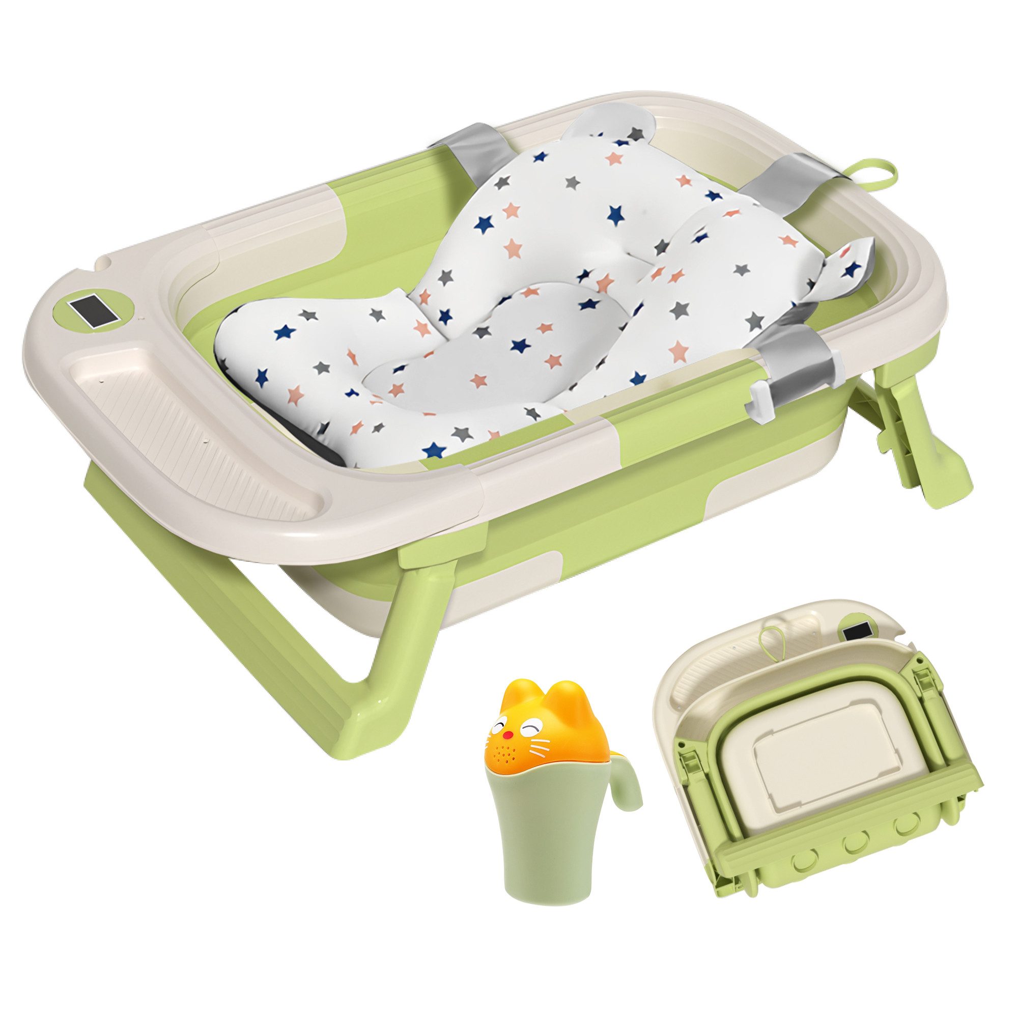 SEHAUSEU Babybadewanne faltbar Babywanne Badewanne, mit Thermometer, Haarwaschbecher