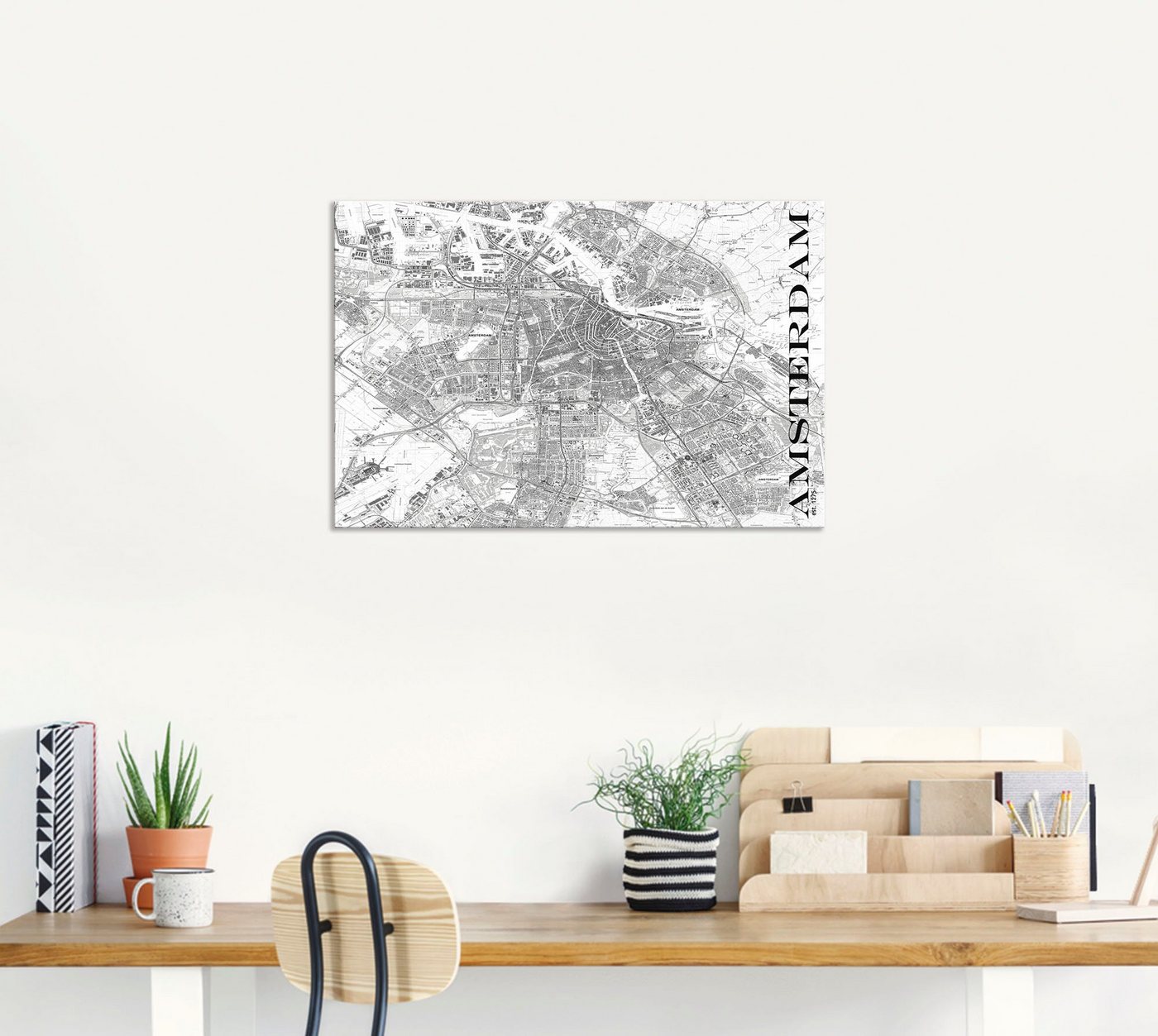 Artland Wandbild »Amsterdam Karte Straßen Karte«, Niederlande (1 Stück), in vielen Größen & Produktarten - Alubild / Outdoorbild für den Außenbereich, Leinwandbild, Poster, Wandaufkleber / Wandtattoo auch für Badezimmer geeignet-kaufen