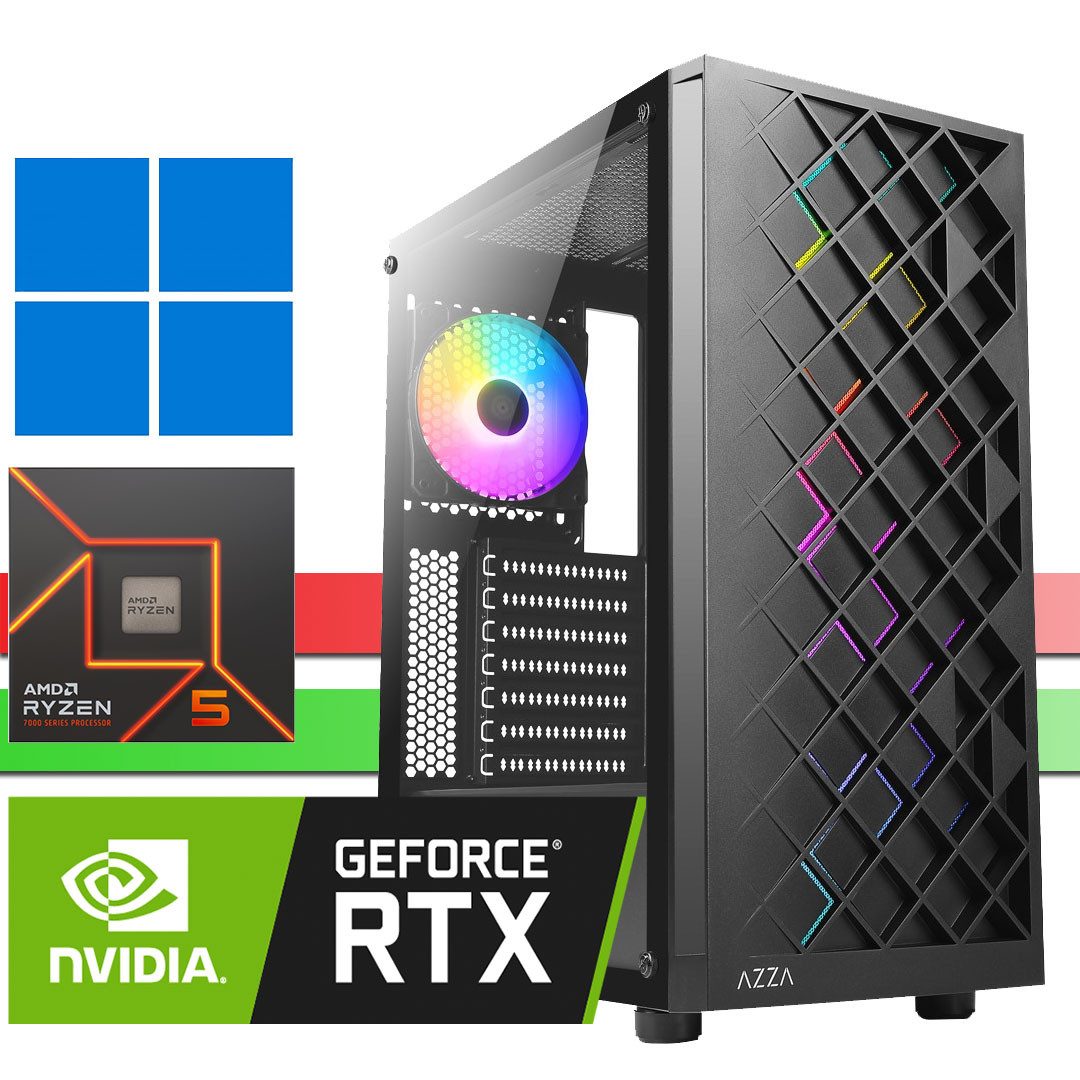 X-HARDWARE X-Gaming Computer 7600, 64GB DDR5 RAM, 1000GB NVMe + bis zu 4TB HDD Gaming-PC (AMD Ryzen 5 7600, Nvidia GeForce RTX 3060, 64 GB RAM, 0 GB HDD, 1000 GB SSD, Luftkühlung, Windows 11 Professional, DDR5)