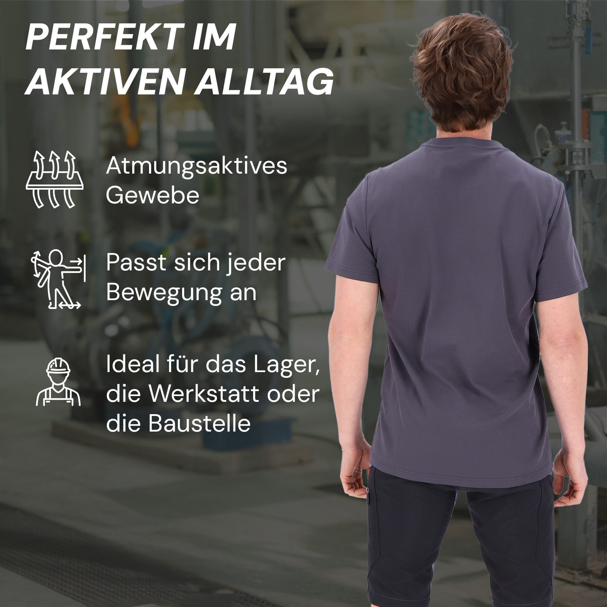 PUMA Workwear T-Shirt ADVANCED Arbeitsshirt - Herren Shirt mit Brusttasche - Utility Fach Strapazierfähiges und atmungsaktives Gewebe, für Handwerk und Logistik – Bild 4 von 5