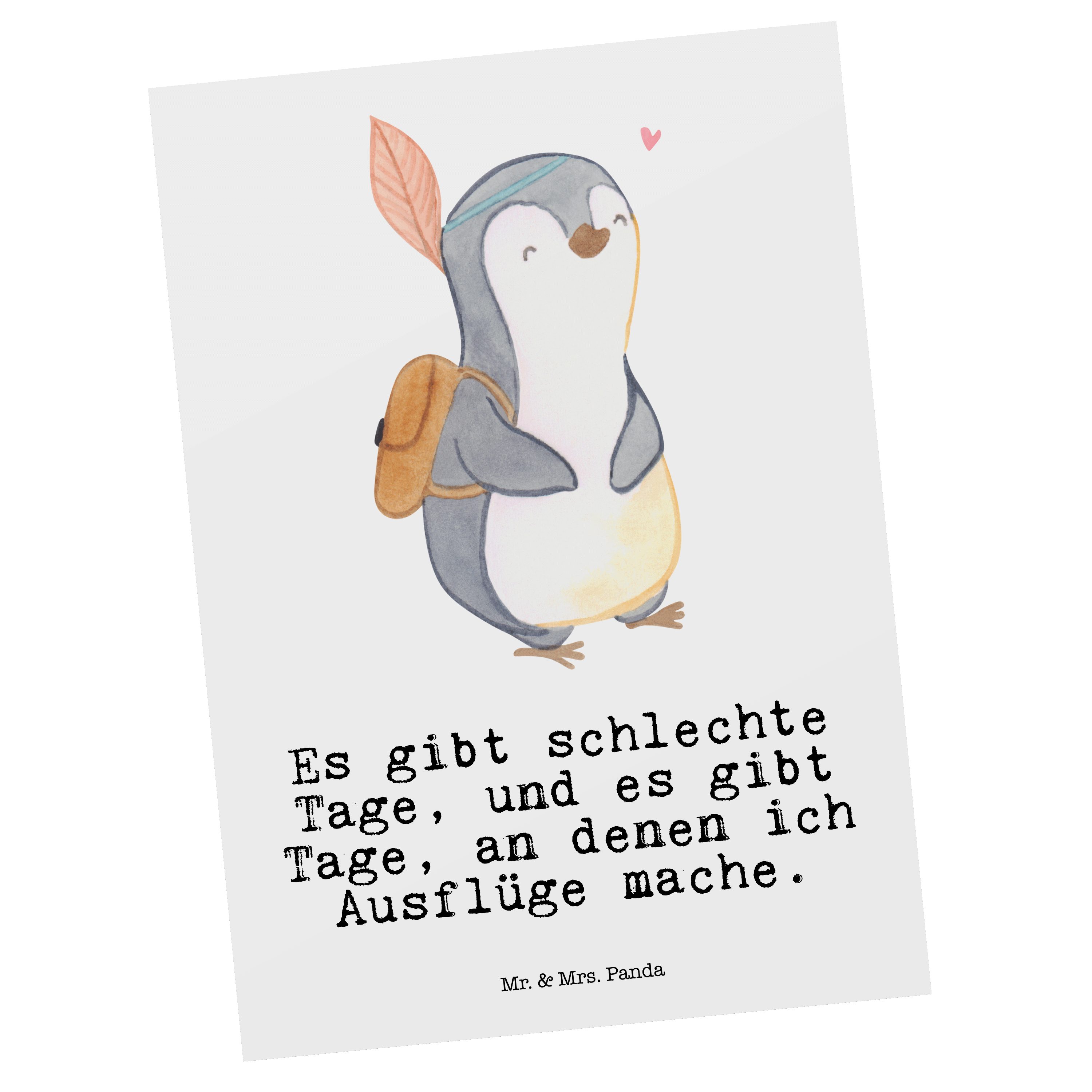 Mr. & Mrs. Panda Postkarte Pinguin Ausflug Tage - Weiß - Geschenk, reisen, Einladung, Dankeskart