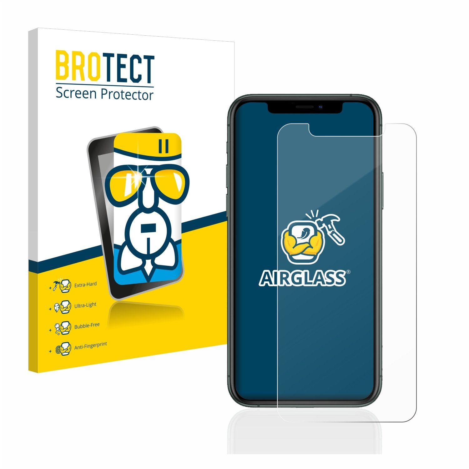 BROTECT Displayschutzglas Folie für Apple iPhone 11 Pro, Schutzfolie Glas Panzer Display Schutz klar