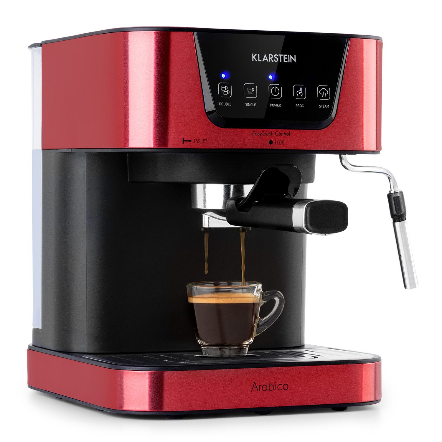 Klarstein Espressomaschine, 1.5l Kaffeekanne, Leichte Handhabung: Touch-Bedienfeld und LED-Display