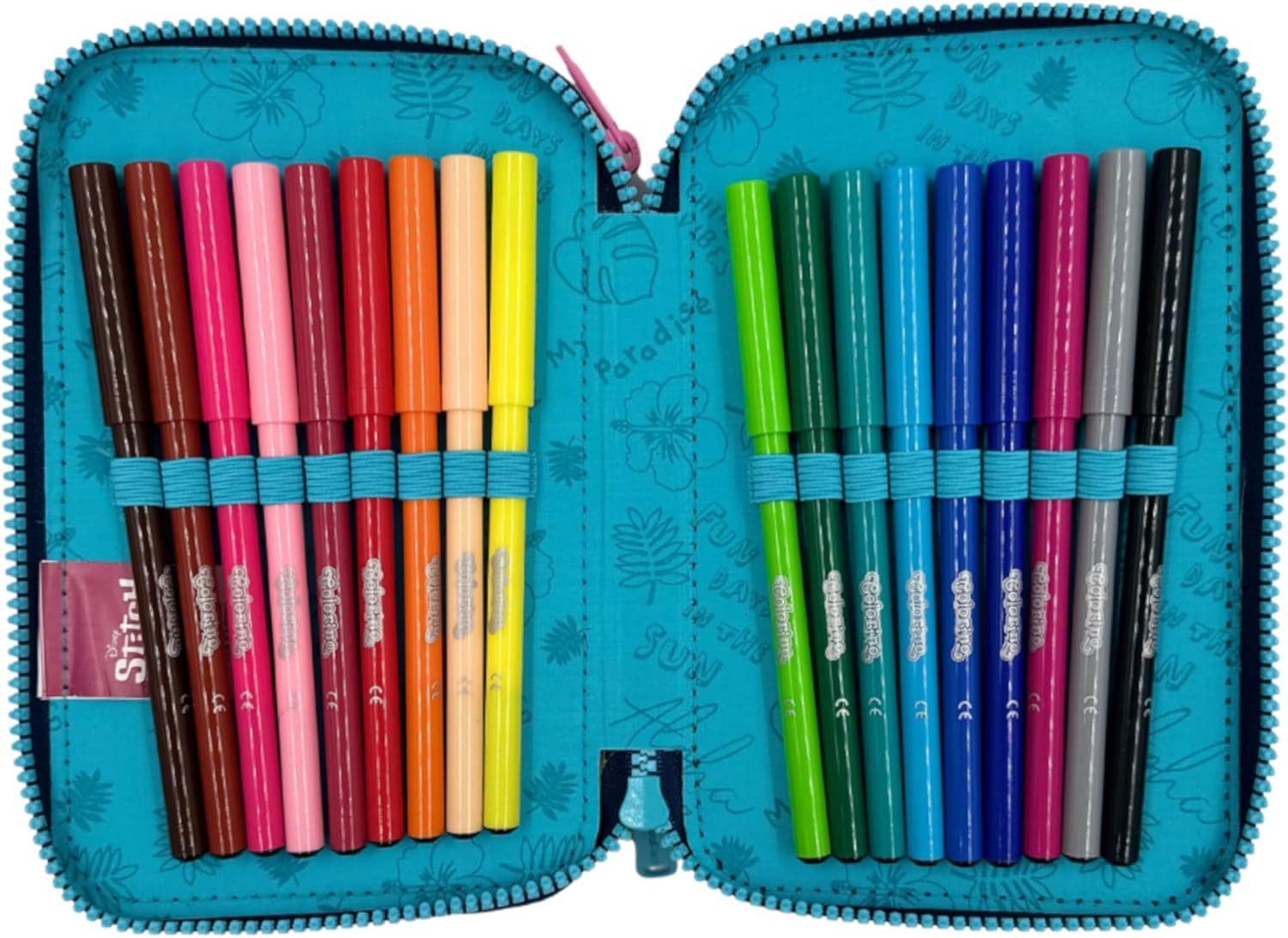 GOLDKIDS Federmäppchen 2 Fächer - Mäppchen für Mädchen und Jungen -, (Gefüllte Schüleretui 35-teilig -, 1-tlg., Schulmäppchen und Hausaufgabenheft), - Stitch Mo – Bild 4 von 5