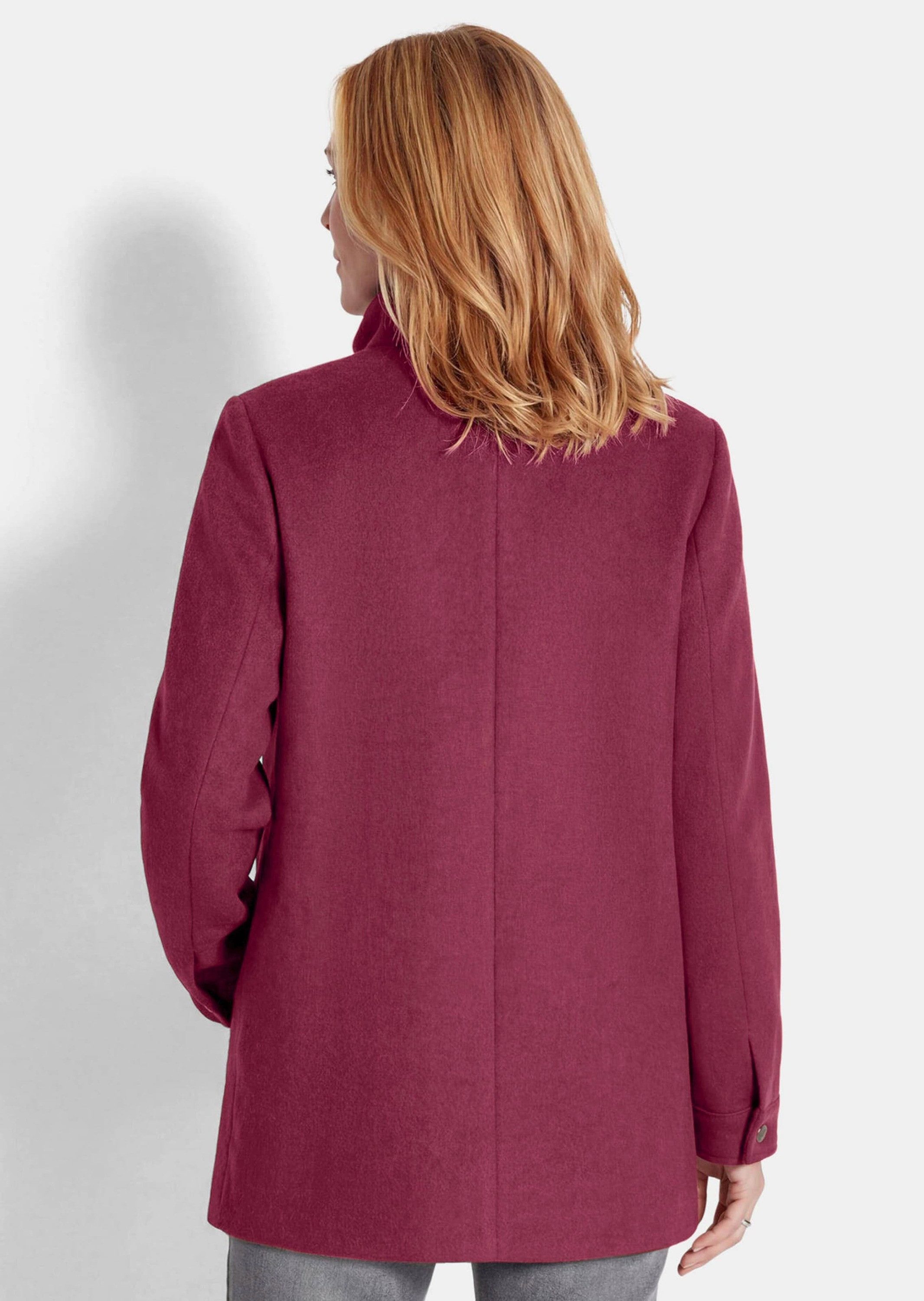GOLDNER Outdoorjacke Kurzgröße: Longjacke mit Stehkragen Gerade geschnittene Langjacke mit Wollanteil und Doppelverschluss