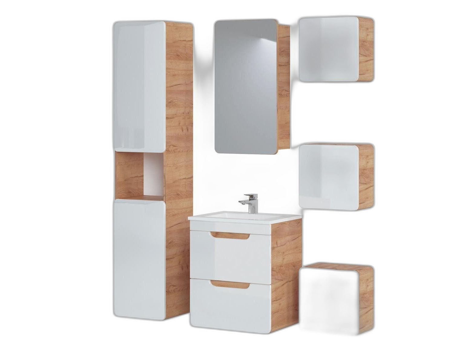 Xlmoebel Badezimmer-Set Klassisches Badezimmermöbel aus italienischem Holz in elegantem Design, (6-St), Hergestellt in Europa