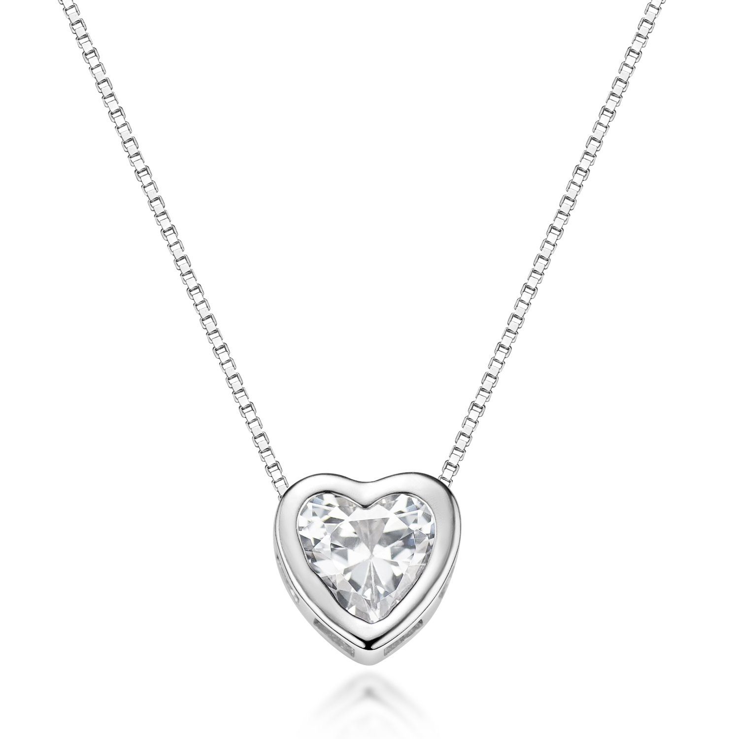 Materia Collierkettchen Damen Kette Herz Anhänger mit Zirkonia CO-49, aus 9 günstig online kaufen