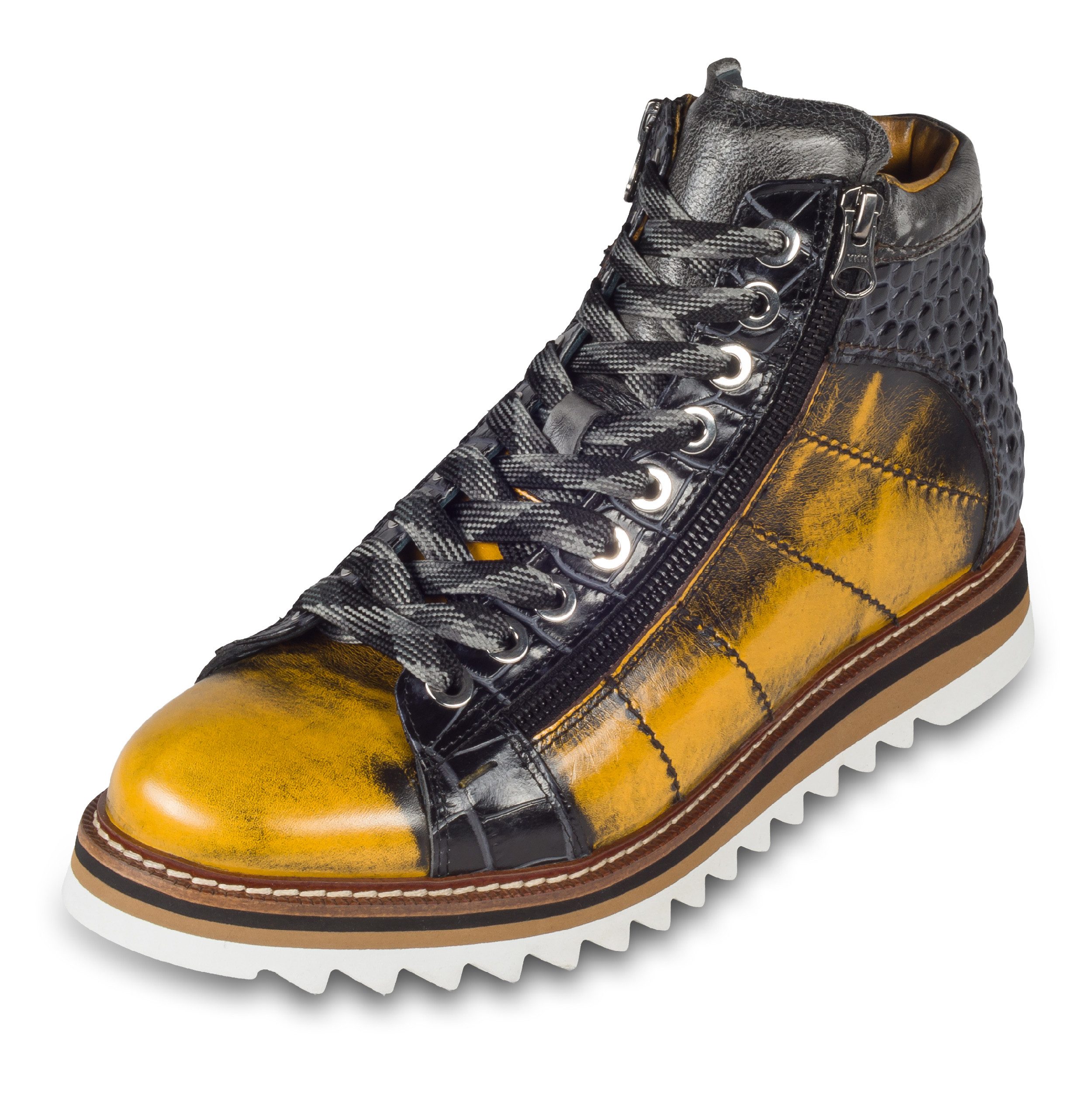 Lorenzi Lorenzi Кроссовки-Stiefel Herren gelb/schwarz, Leder used-look Кроссовки Handgefertigt