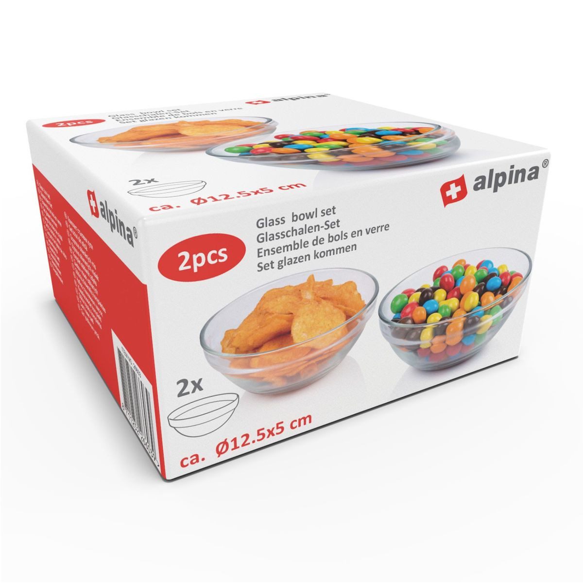 Alpina Schüssel Dessertschalen Set Glas ca. 12,5 cm Salatschüsseln 2tlg., Glas