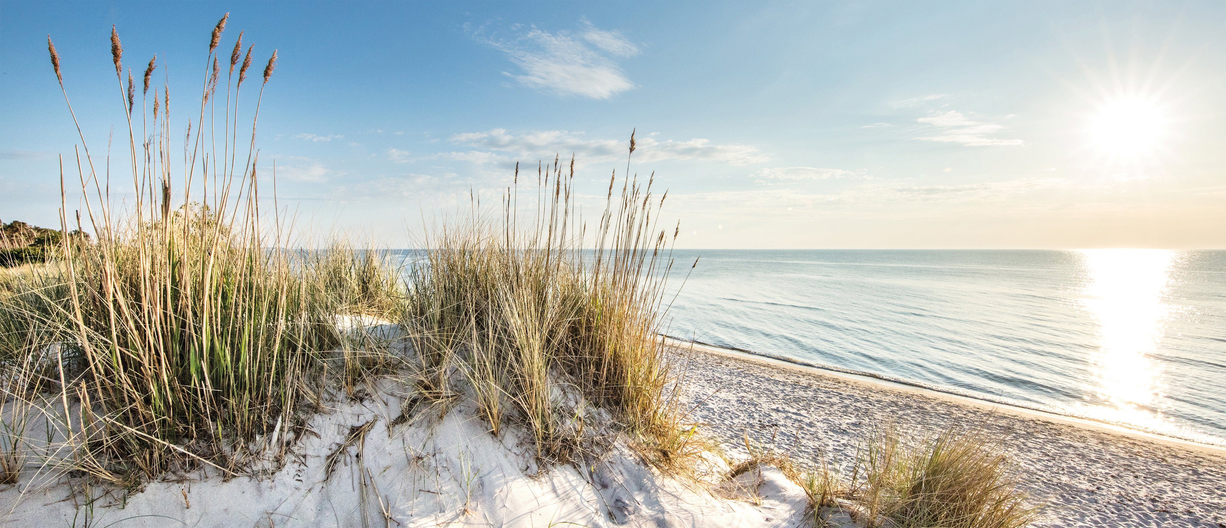 Bönninghoff Leinwandbild Wandbild STRAND XXL 60x140 cm – Leinwandbild Keilrahmen Deko modern, Düne (1 St), auf Keilrahmen gespannt