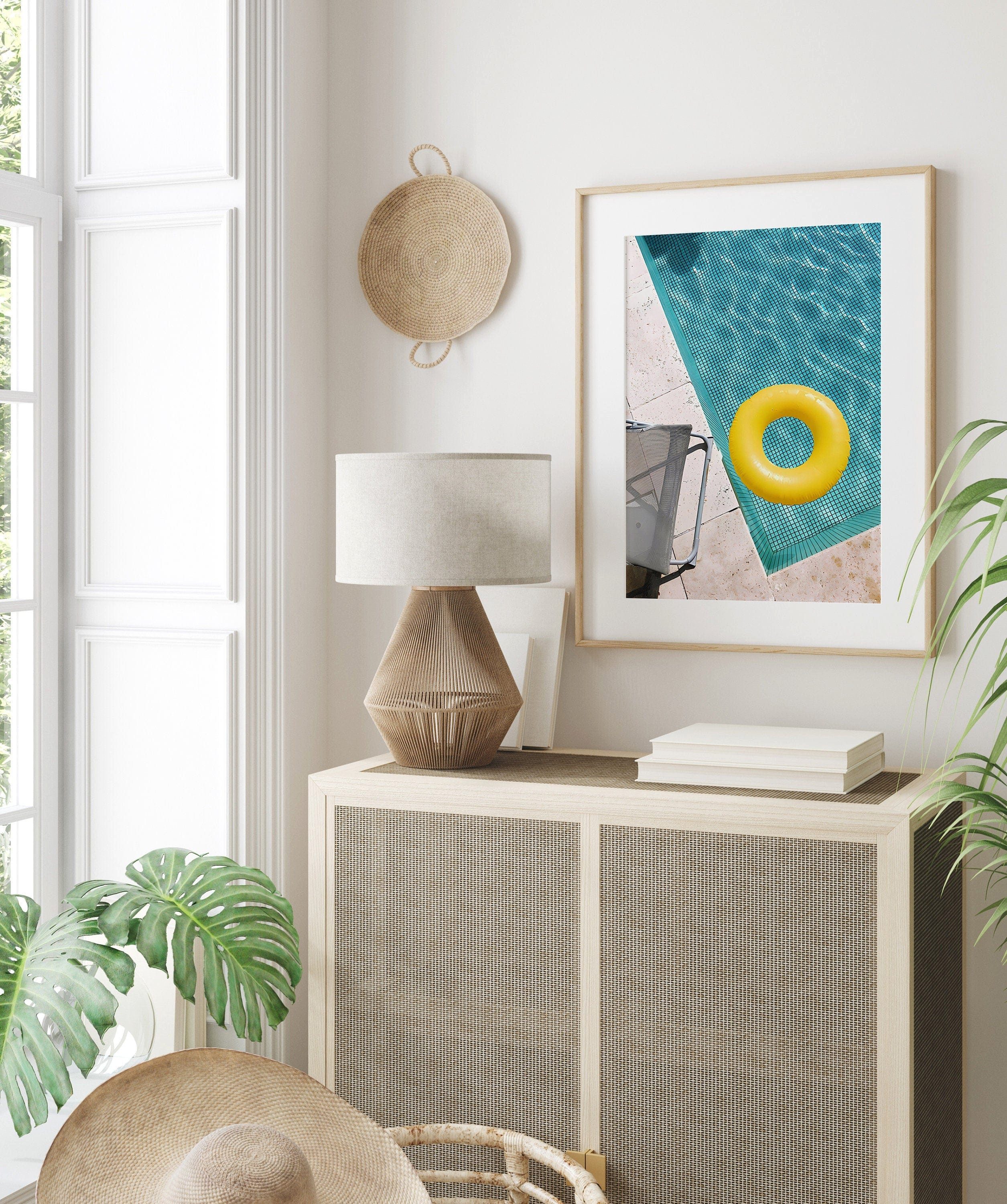 JUSTGOODMOOD Poster Urlaub Ananas Pool Strand Surfbrett Buggy Wassermelone Bilder Wohnzimm, Strand (1 St)