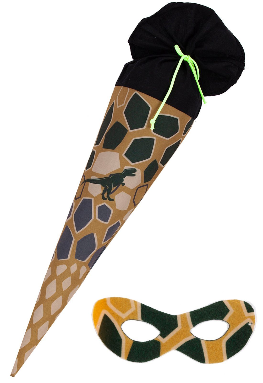 coopz Schultüte Dino 70 cm mit Superheldenmaske - Personalisierung möglich