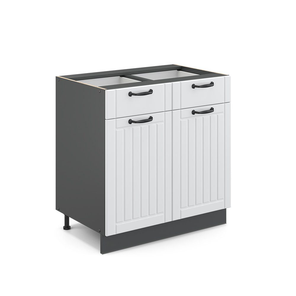 Vicco Unterschrank Fame-Line, Weiß Landhaus/Anthrazit, 80 cm ohne Arbeitsplatte (1-St)