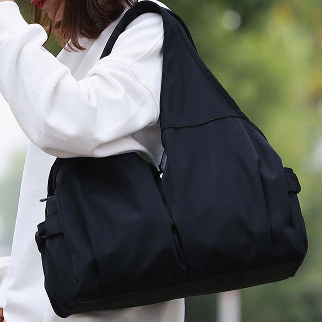 DÖRÖY Sporttasche Damenhandtasche für Yoga,Reisetasche mit großer Kapazität, Sporttasche Schwarz