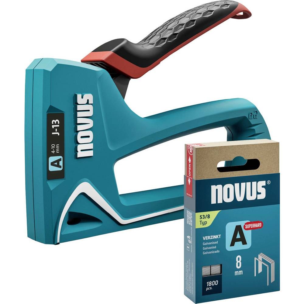 NOVUS Nagler Handtacker Set mit 1800 Feindrahtklammern – Kleiner Tacker 030-0456