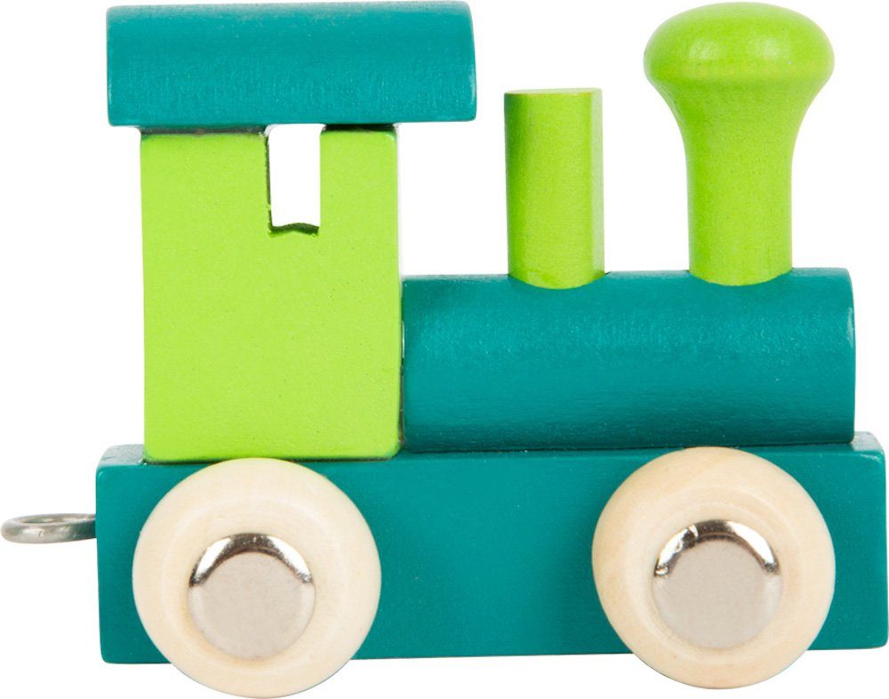 Small Foot Spielzeug-Zug Buchstabenzug Lokomotive, grün, Holz, (Set, 1-tlg., 1), Einzigartiges Design, Made in Germany
