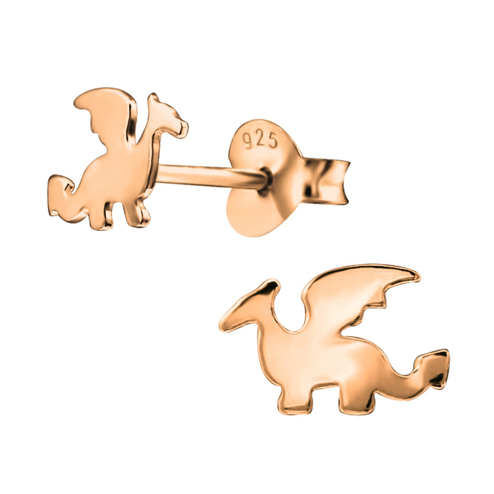 Orecchini A Bottone In Argento 925 Con Drago - Gioiello Fatto A Mano, Anallergici, Senza Nichel, Regalo Per Bambine E Donne