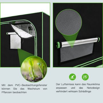 Clanmacy Gewächshaus Gewächshaus Growbox 100 x 100x 200 CM Pflanzenzelt Zuchtzelt für Indoor & Outdoor in Grün Schwarz Growzelt Zuchtschrank Darkroom Grow Tent Frühbeet Zimmergewächshaus Growschrank 99,9 % lichtundurchlässig