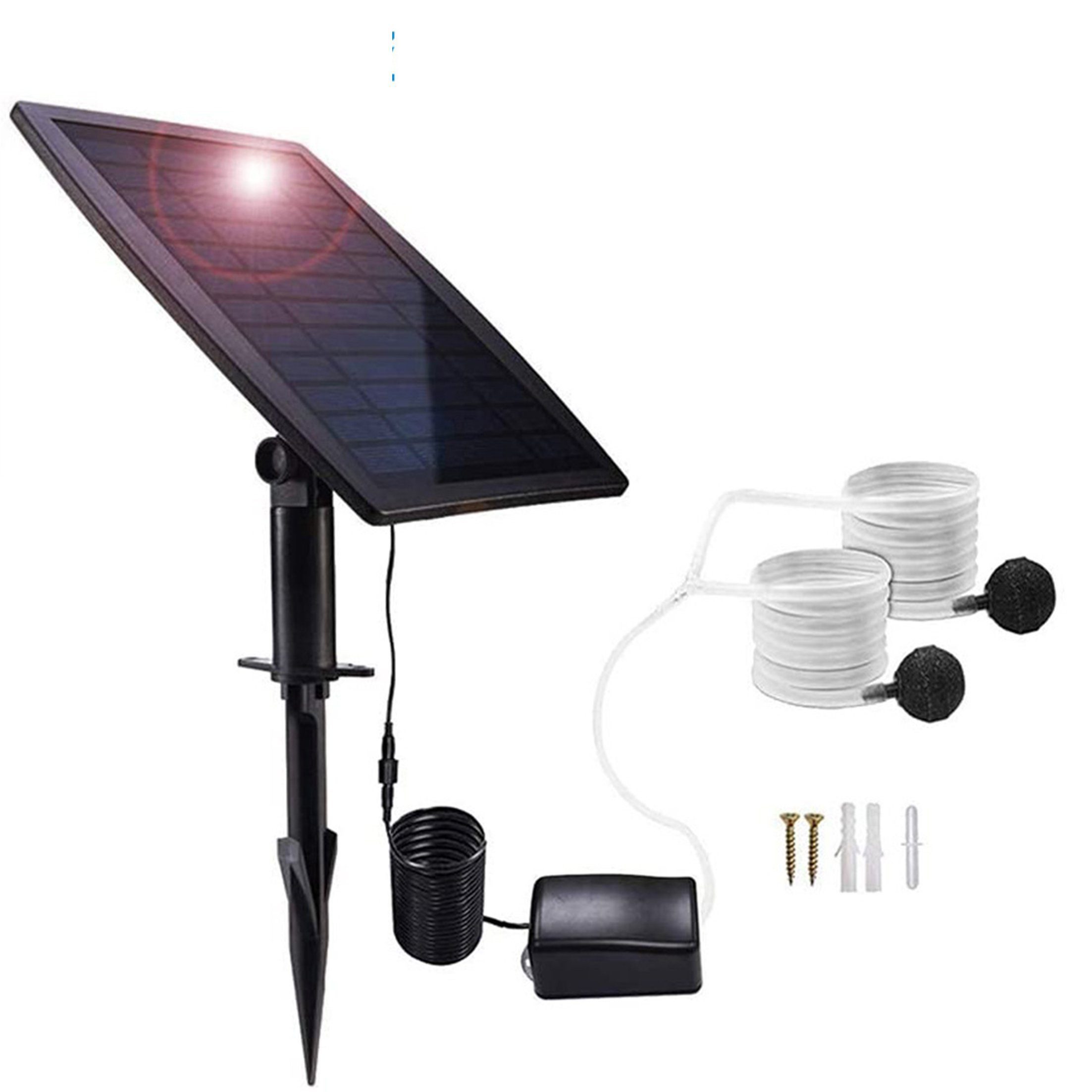 KINSI Solarpumpe Sauerstoffpumpe mit Solarpanel für Teich,Solarteichpumpe, zur Sauerstoffanreicherung für Gartenteich, Fischteich & Aquaponik