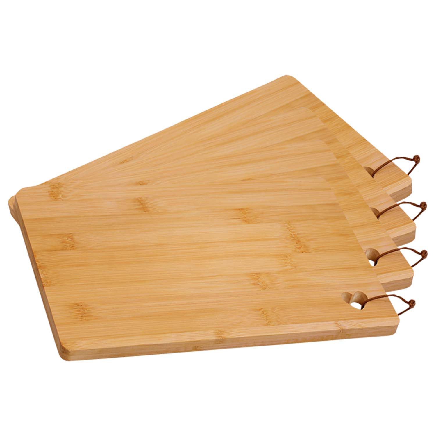 Kesper Frühstücksbrett 4 Stück Schneidebrett mit Herzausschnitt, Bambus - 32 x 21cm, Holz, (4-St), zum Brandmalen oder für eine Laser Gravur geeignet