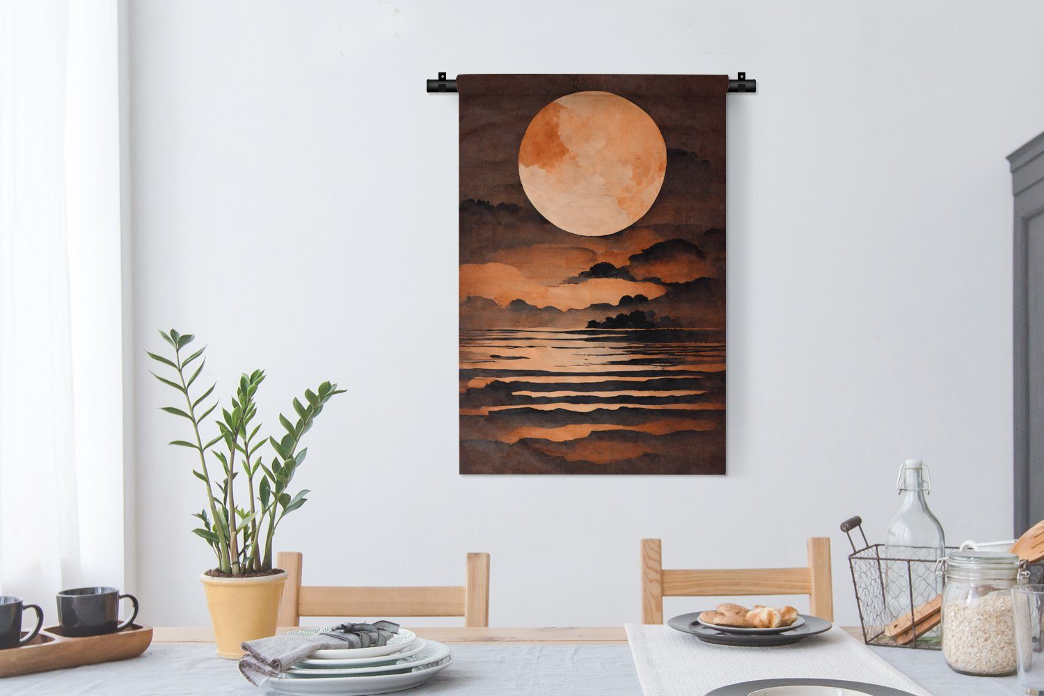 MuchoWow Wanddekoobjekt Mond - Pastell für Wandbehang, Schlafzimmer, Kinderzimmer Kleid, Wanddeko Wohnzimmer, Rot - Vintage, 