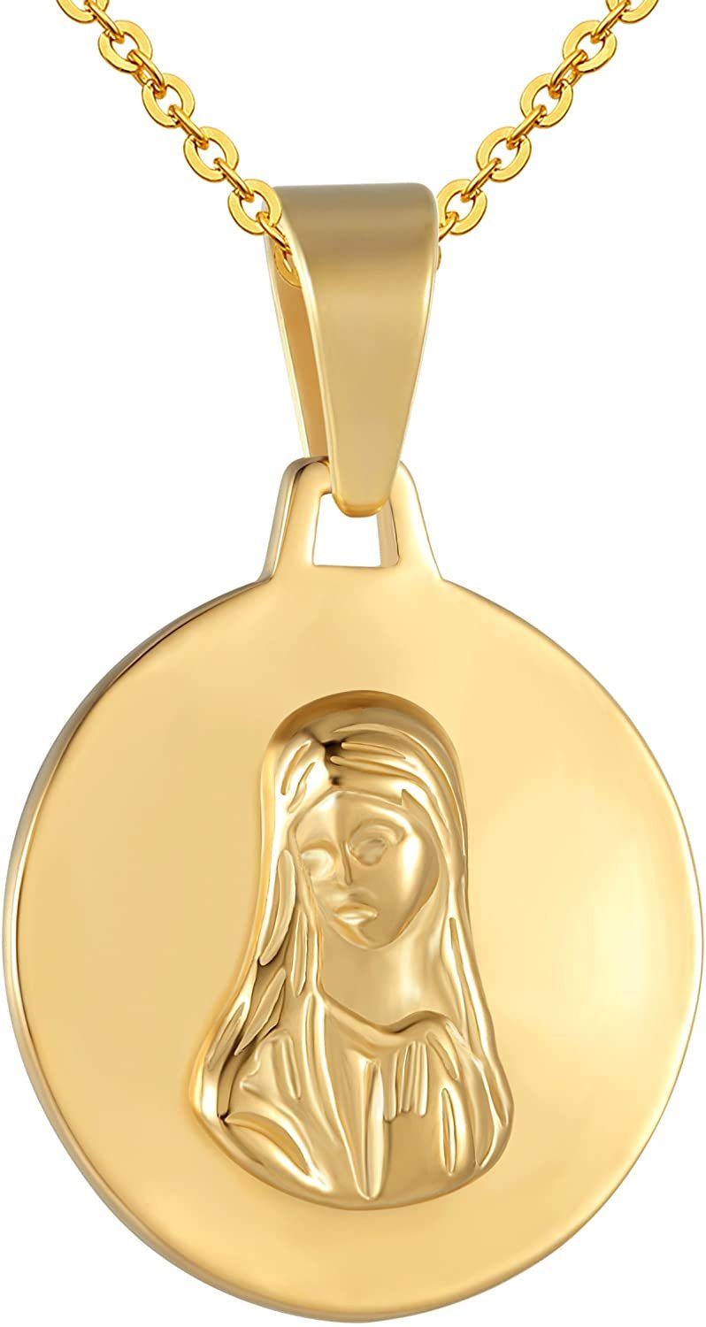 Karisma Kette mit Anhänger Karisma Edelstahl Kettenanhänger Heilige Maria IP Pating, Gold Edestahlkette PS250 - 55.0 Zentimeter