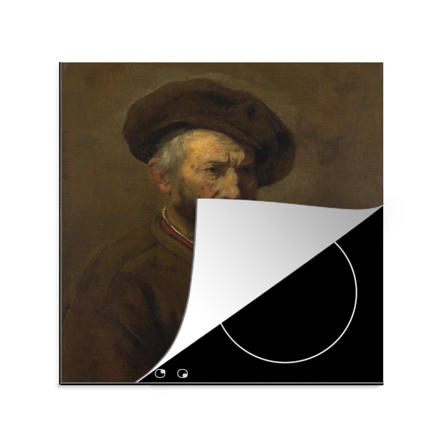 MuchoWow Herdblende-/Abdeckplatte Selbstbildnis küche für Rembrandt van 78x78 Ceranfeldabdeckung, Vinyl, Gemälde - (1 tlg), von Arbeitsplatte Rijn, cm