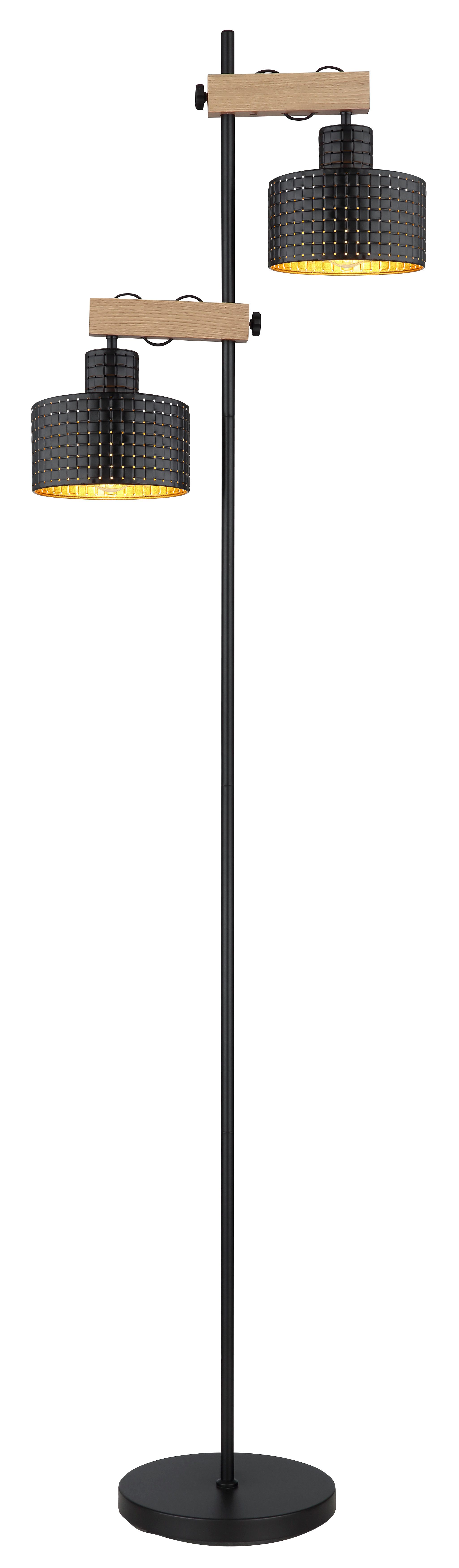 GLOBO LIGHTING Stehlampe RIELLY, ohne Leuchtmittel, Stehleuchte/Holz/Metall/goldfarben/höhenverstellbar